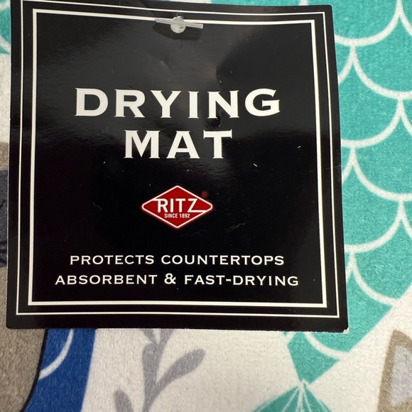 Kitchen Microfiber Dish Drying Mat Cat Fish Purrmaid 13.5”x 20” Blue Green NEW - Picture 3 of 9